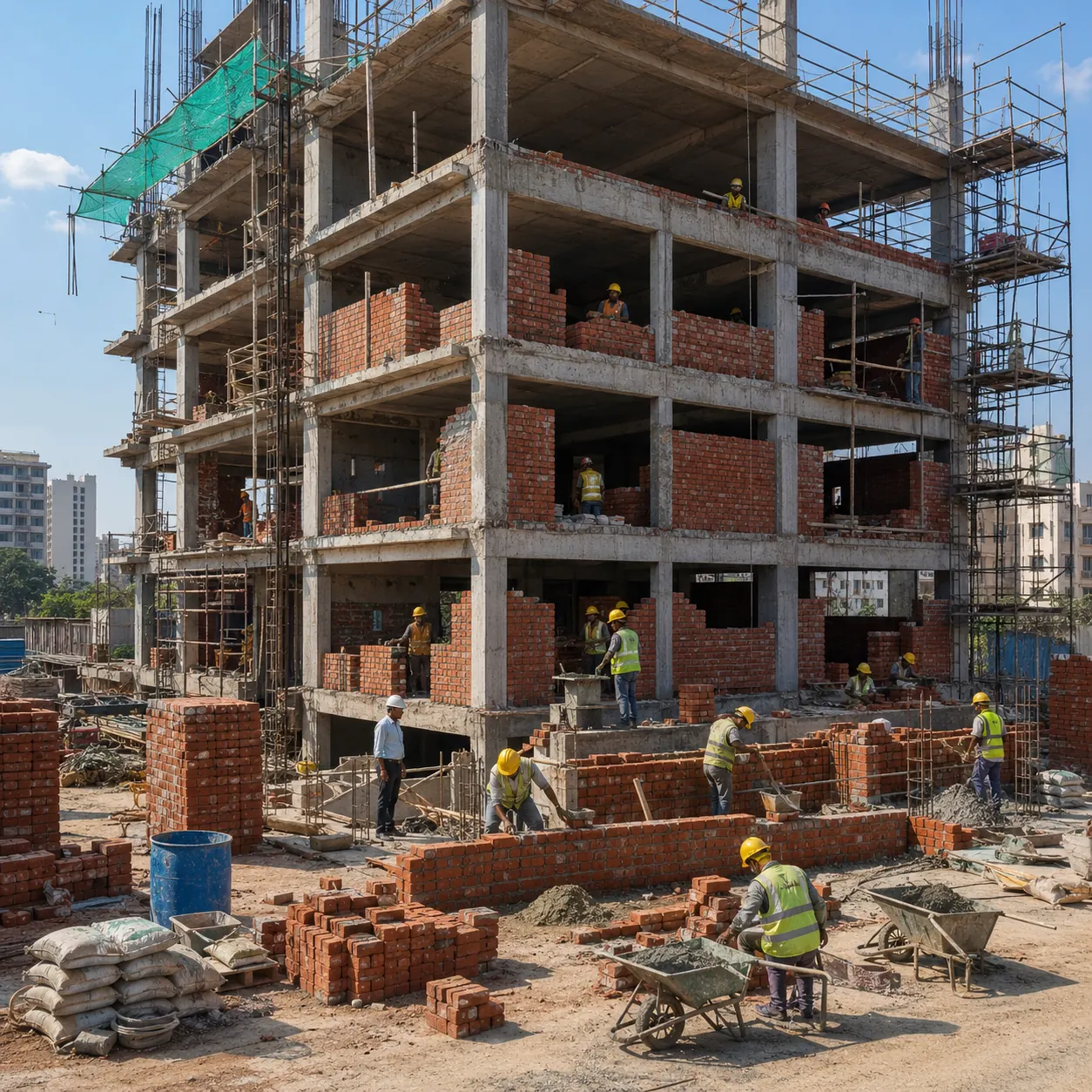 Brick work construction on site