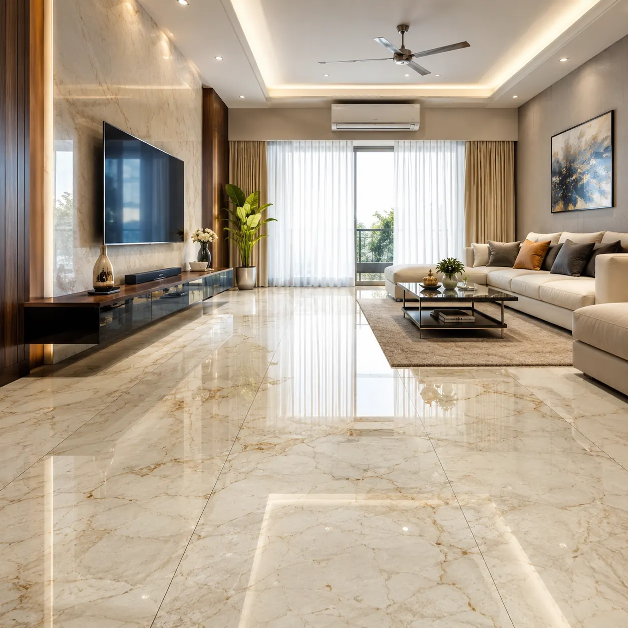 Modern flooring design for living room