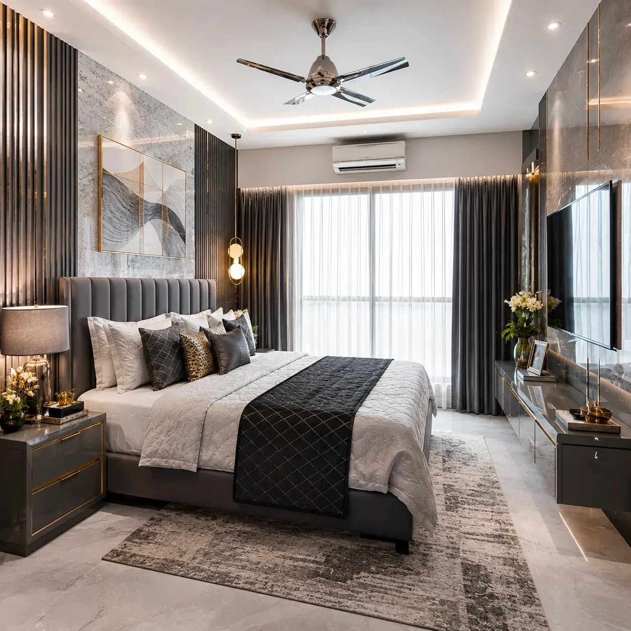 Guest bedroom interior design with wardrobe