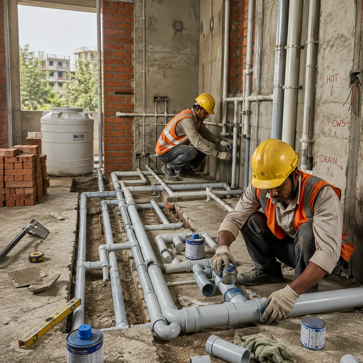 Plumbing work installation