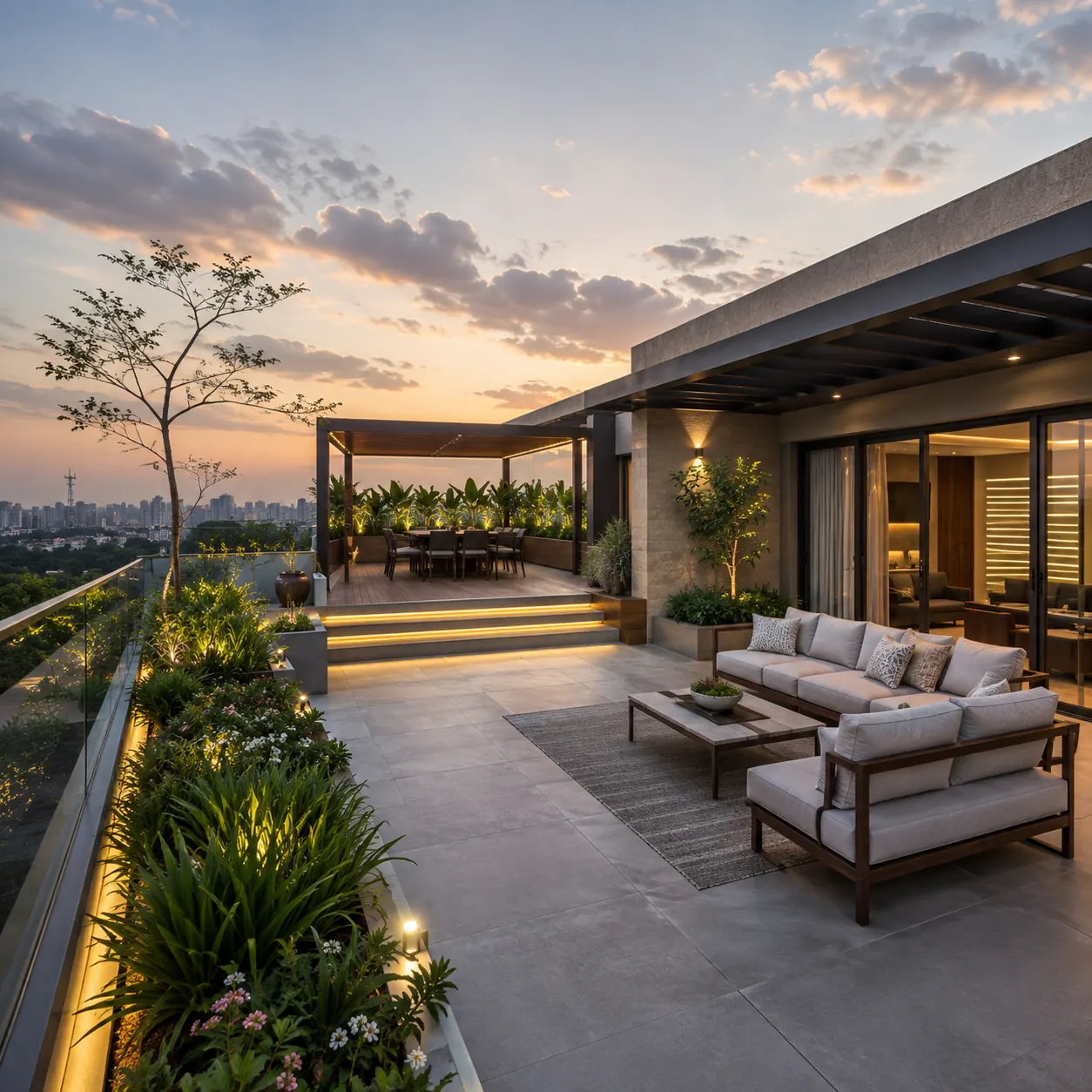 Modern terrace garden design