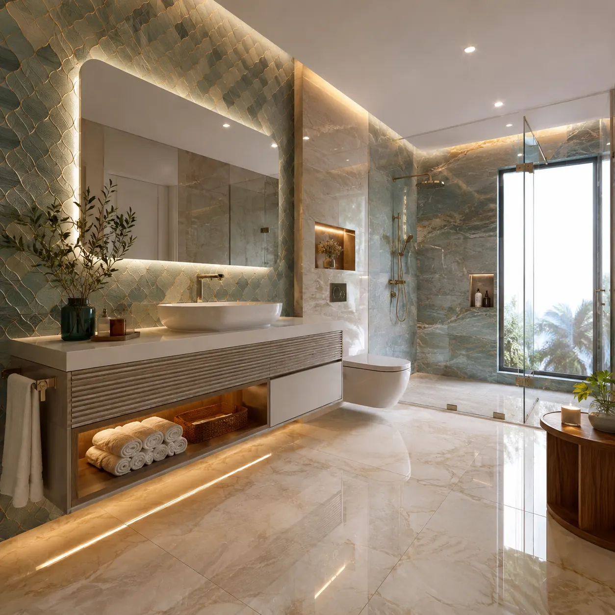 Modern tile design for bathroom wall